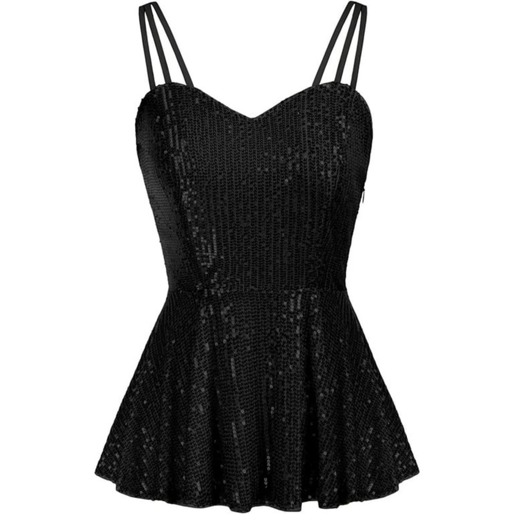 NWT GRACE KARIN Spaghetti Strap Ruffle Camisole Sleeveless Peplum Top
